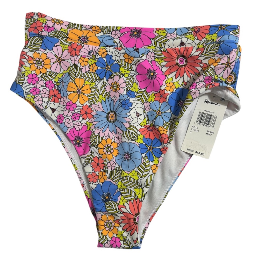 Raisins Juniors' Floral-Print Textured High-Waist Bikini